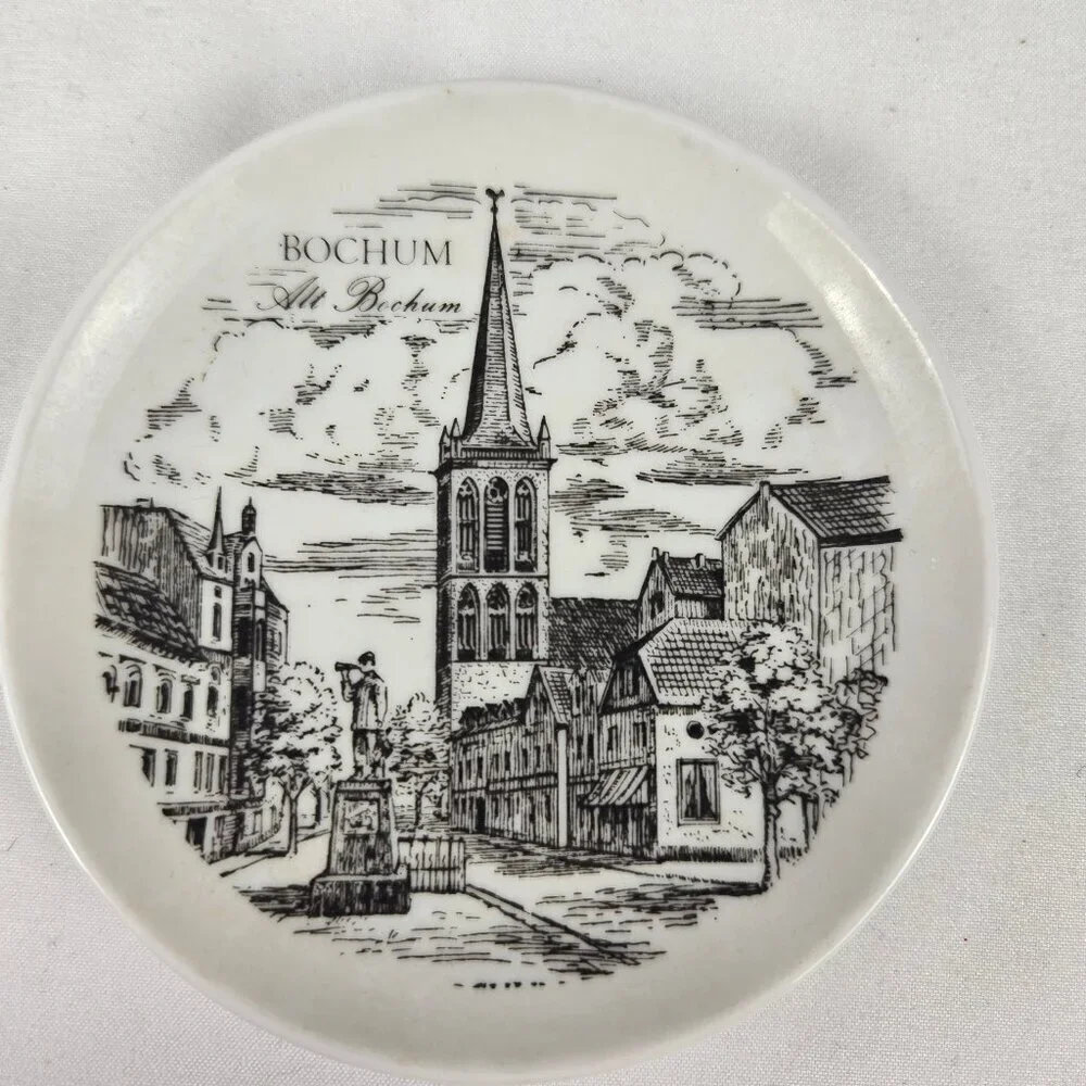 Royal Porzellan Set of 3 Bochum German Shot Glasses and Matching Miniature Plate